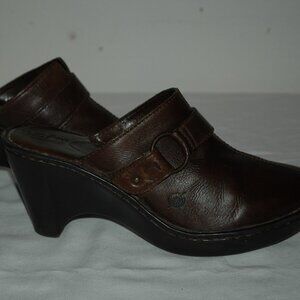 Born Brown Leather Slip-On Clogs Size 9 – Comfort Work Casual Shoes